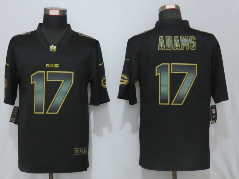 Men Green Bay Packers #17 Adams Black Gold Nike Stitched Vapor Untouchable Limited NFL Jersey